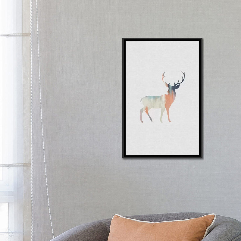 « pastel renne », impression sur toile, H 26 po x l 18 po x P 1,5 po, Toile avec cadre noir, Pas de tapis