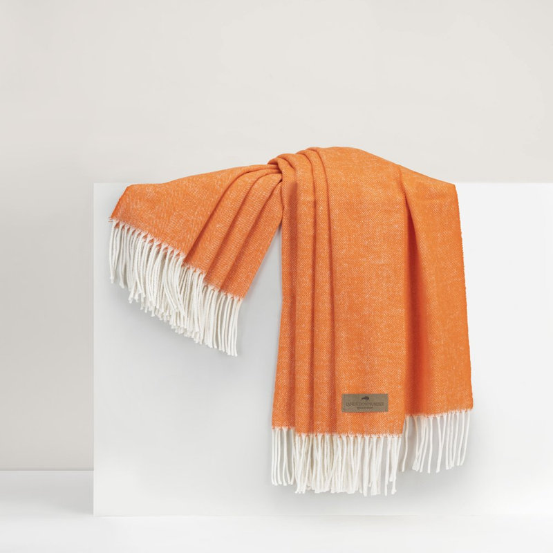Italian Herringbone Throw, Tangerine