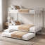 Lit superposé simple au-dessus d'un lit simple avec lit gigogne, structure de lit superposé en métal triple avec capacité de 400 lb et garde-corps de 10,4 po - se convertit en 2 lits, aucun sommier nécessaire-133960357