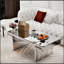 Table basse luxueuse à miroir rectangulaire avec verre cannelé et design moderne