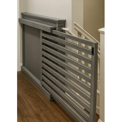 Modern Sliding Pocket Gate – Custom Pet Safety Gate 50 X 36 Weather Grey