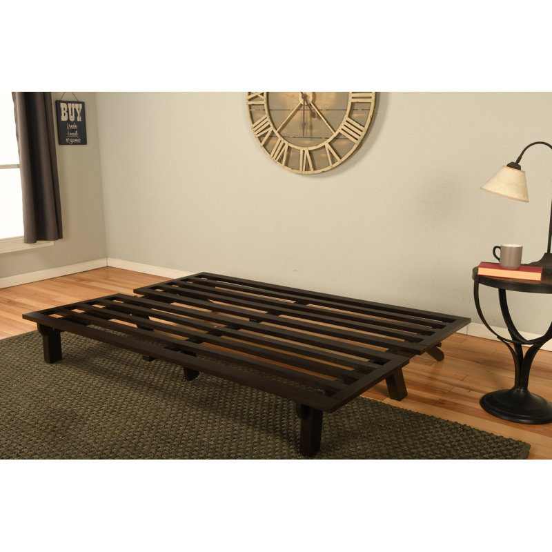 Higden Full 75" Wide Carson Java Futon with Mattress, Suede Black Polyester