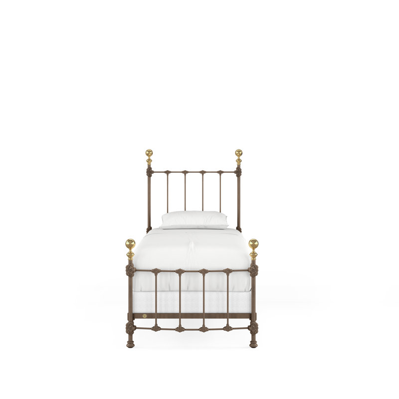 151 Palatial Bed | Complete Standard, Twin, Gloss Off-White/Antique Gold