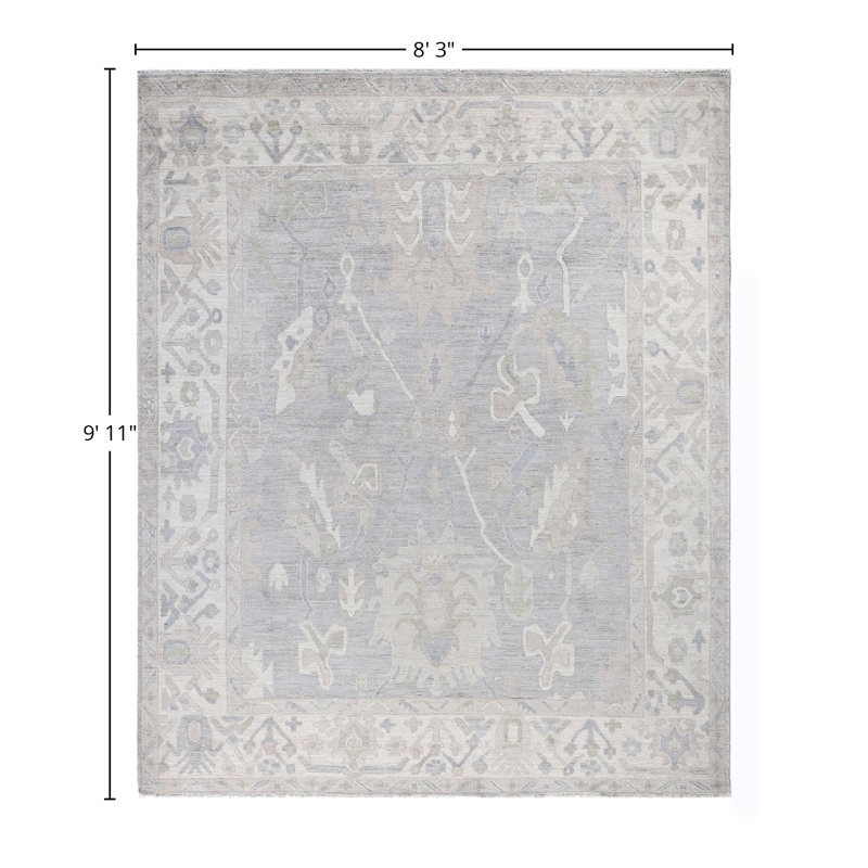 Tapis unique noué à la main Jukerius - gris clair, 8 pi 3 po x 9 pi 11 po