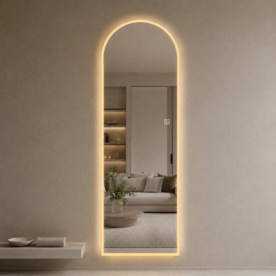 65" x 21" LED Full Length Wall Mirror, Symmetrical Arch Design for Bedroom & Salon
