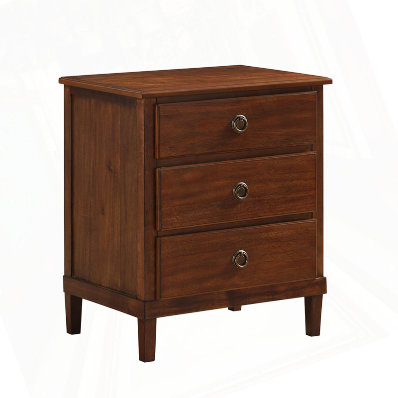 Brown 3-Drawer Nightstand
