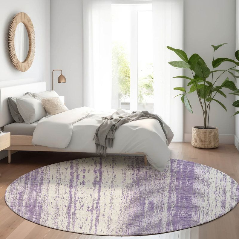 Malek Washable Abstract Indoor / Outdoor Rug, Round 8'