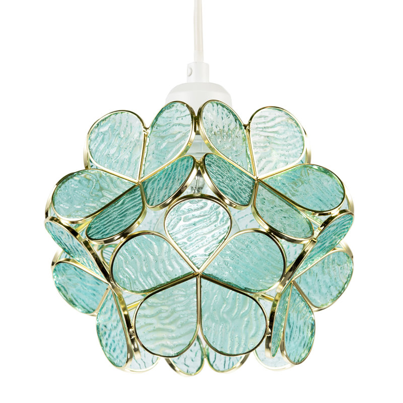 17cm H Glass Round Lamp Shade ( Slip-On ) in Teal