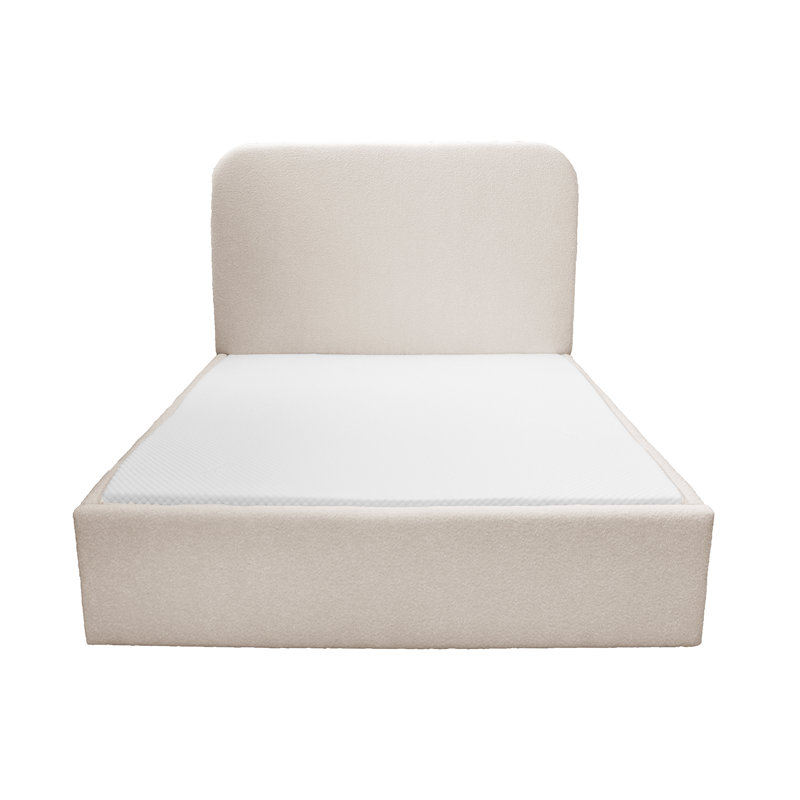 Upholstered Ottoman Bed, Ecru, European Single (90 x 200cm)