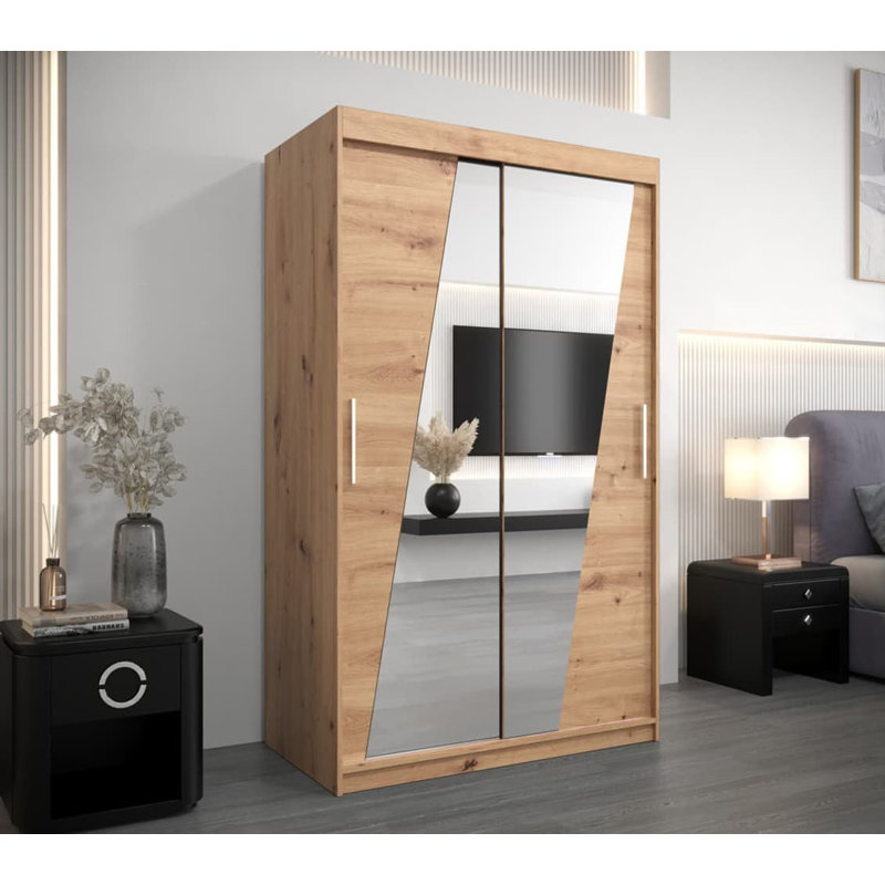 Aayesha 2 Door Manufactured Wood Wardrobe, 200 H x 120 W x 62 D cm, Artisan Oak