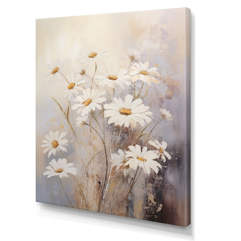 «White Daisy Fields Elegance IV», reproduction sur toile, Toile tendue, H 32 po x l 16 po x P 1 po