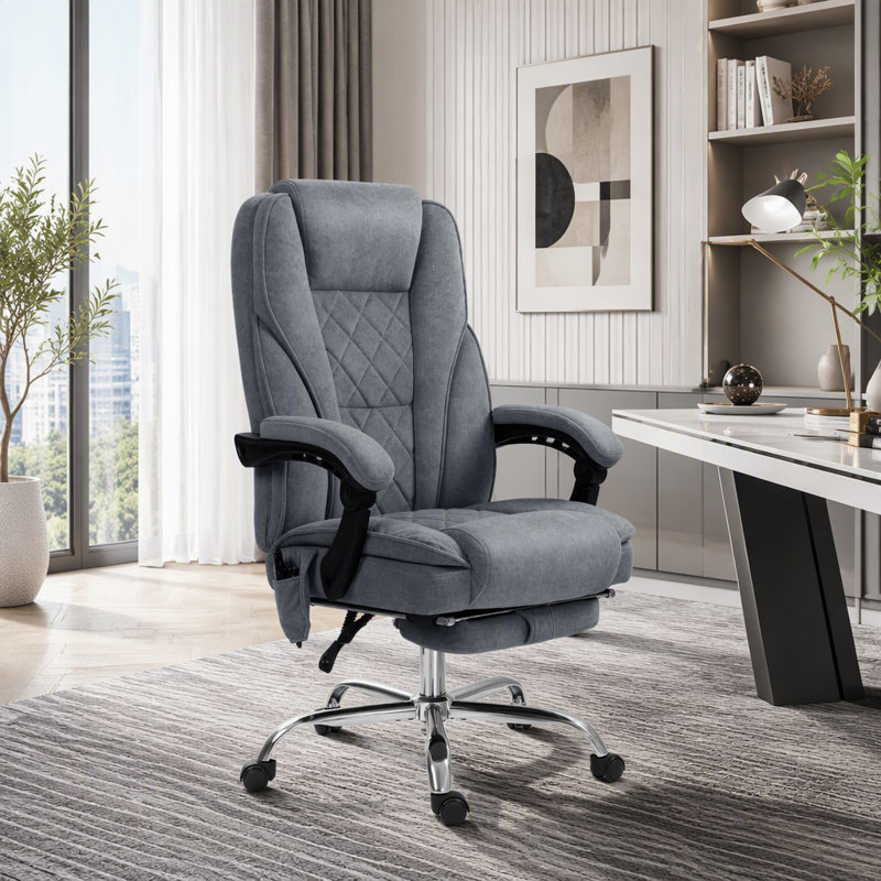 Fauteuil de massage avec repose-pieds rétractable et chauffant, H 24,4 po, Gris, Gris
