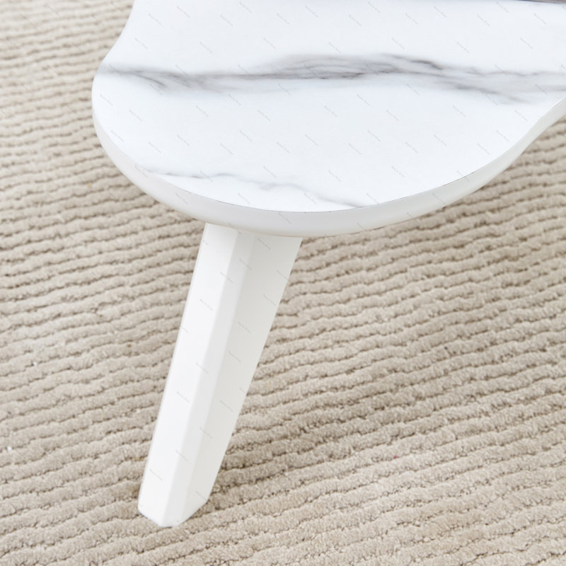 Modern minimalist white imitation marble table top.  Solid wood legs, cloud shape to give you a new experience, computer desk.  The game table.  Suitable for dining and living rooms.