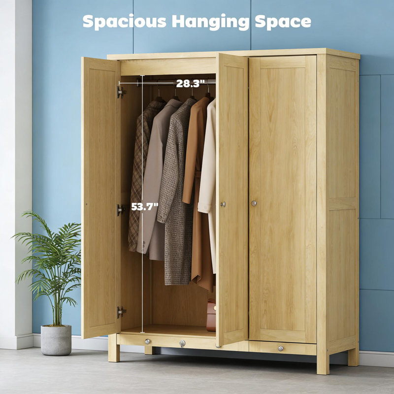 Garde-robe 3 portes, Naturel