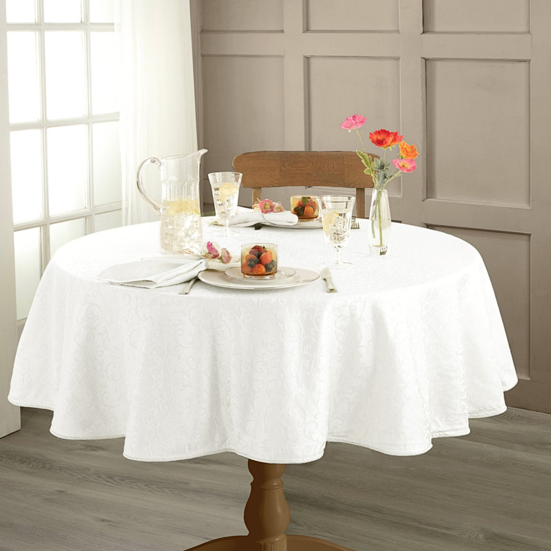 Lenox Opal Innocence Tablecloth, 70" Round, White