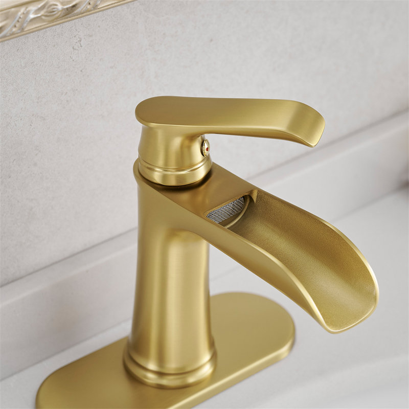 Robinet de salle de bain monocorps et monocommande avec bonde, Or brossé