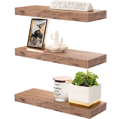Sorbus 16" Long Floating Shelves with Invisible Mounting Set of 3