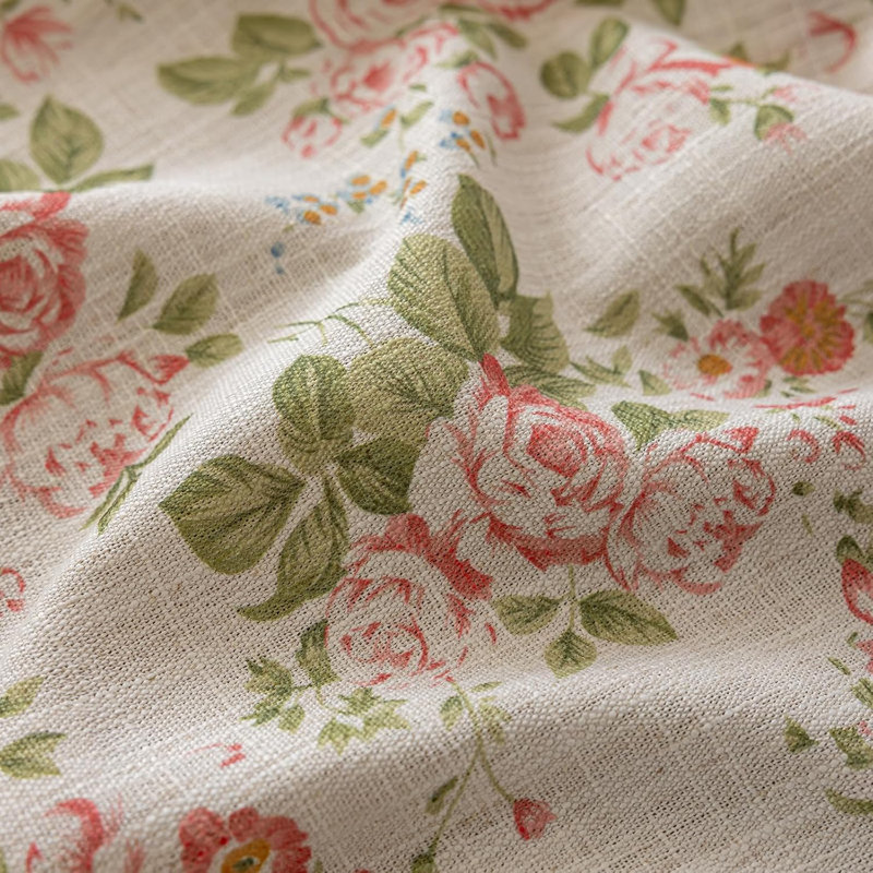 Ensemble de 2 rideaux en polyester à imprimé floral (ensemble de 2), L 52 po x L 63 po, Blanc rétro
