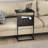 C-Shaped Coffee Table, Small And Sturdy Sliding Sofa Table With Metal Frame For Living Room And Bedroom, Sofa Side Table With Storage Pocket, Black