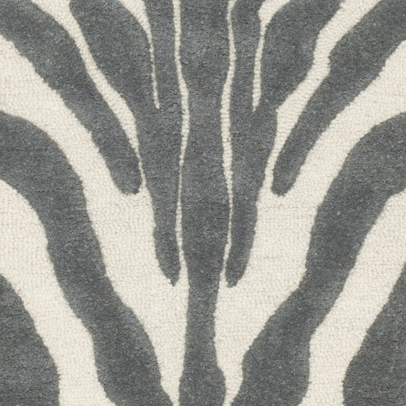 Tapis ivoire / gris foncé en laine touffeté à la main Christoffel, Rectangle 3 pi x 5 pi