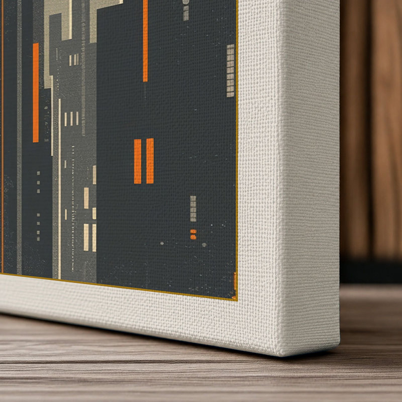Skyline Art Deco - Wrapped Canvas, 18x12 - 45.7 x 30.5 cm, Cream Border