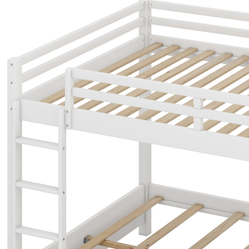 Lit superposé en bois avec échelle, Blanc