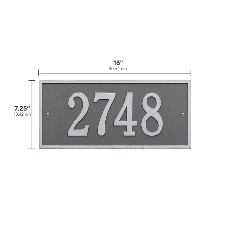 Hartford 1-Line Wall Address Plaque, Pewter and Silver, Yes