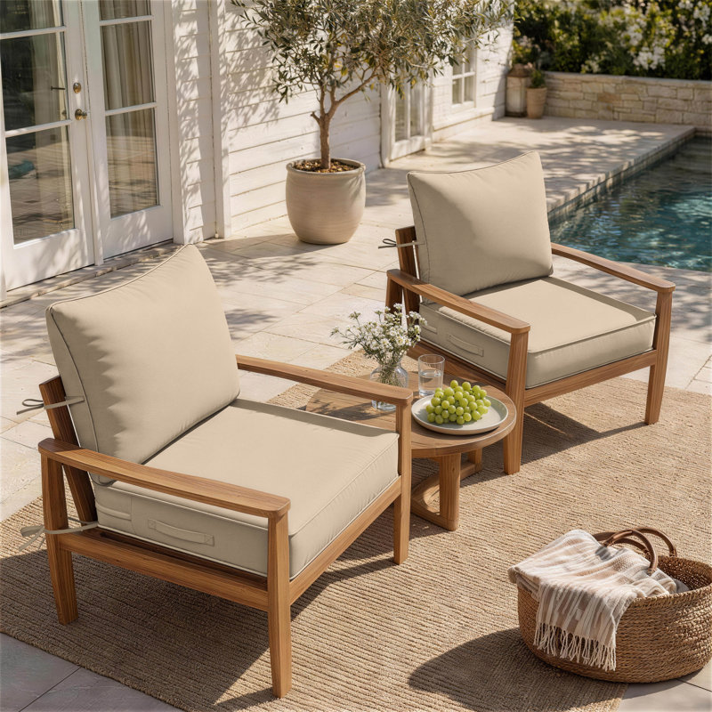 Coussins d'extérieur Braun 22x22x4 pour chaises de patio, coussins d'assise et de dossier pour intérieur/extérieur, coussins seulement (paquet de 2)