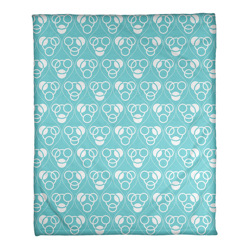 Couverture polaire à cercles classiques, l 60 po x L 80 po, Bleu sarcelle / blanc