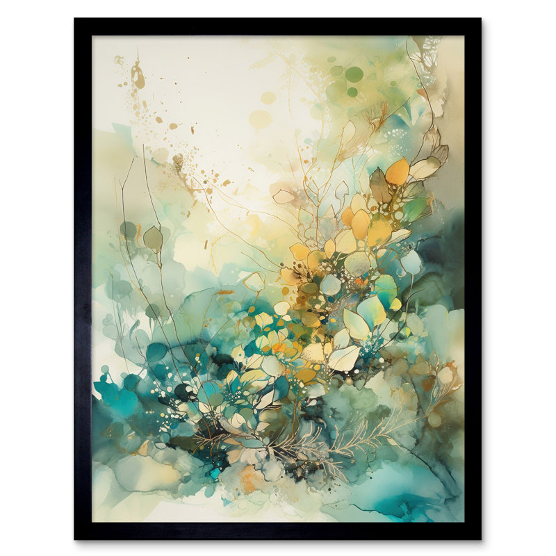 Anttwan Wild Plant Flora In Teal Blue And Orange - Single Picture Frame Print