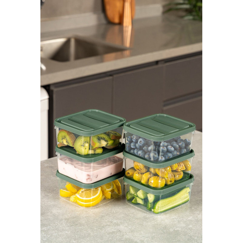 Ensemble de boîte de rangement durable (6 pièces), vert, 3,5 x 4,1 x 2,2 pouces | 100% plastique, 11,8 oz liq. Chacun | Va au lave-vaisselle, idéal pour organiser la cuisine, les fournitures d'artisanat et plus encore, design polyvalent et élégant
