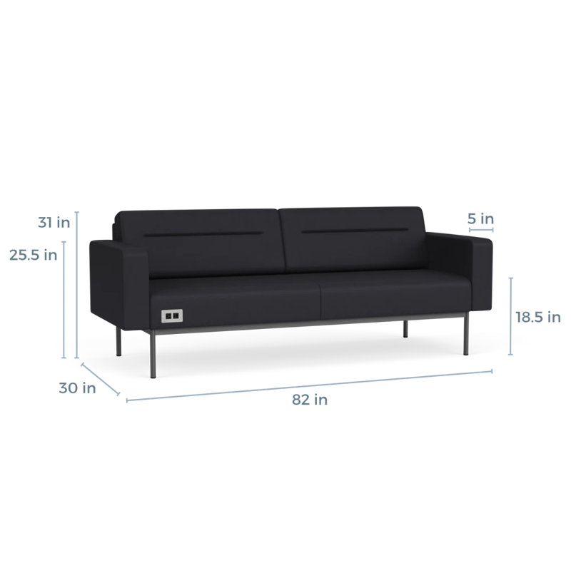 Canapé de réception Darsey, Avec alimentation, Noir Patriot Plus, Gris anthracite