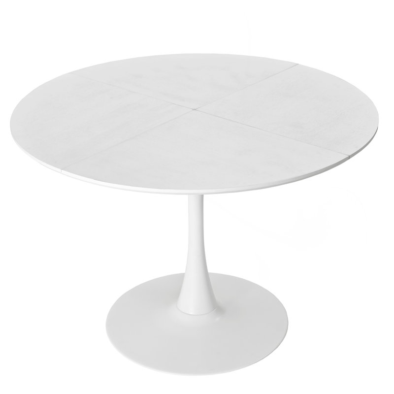 47.24"Modern Round Dining Table, White, White