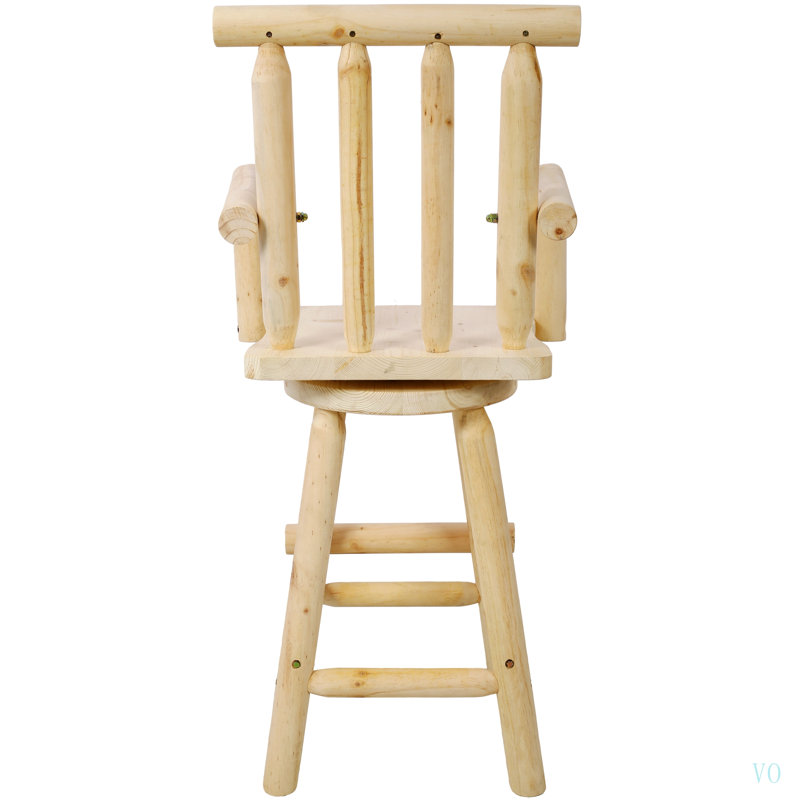 Tabouret de bar rustique - Fabrication en bois de sapin, chaise avec repose-pieds, accoudoir large, tabouret de cuisine rustique, chaise de bistro haute pour salle à manger, restaurant, pub, 4 pieds