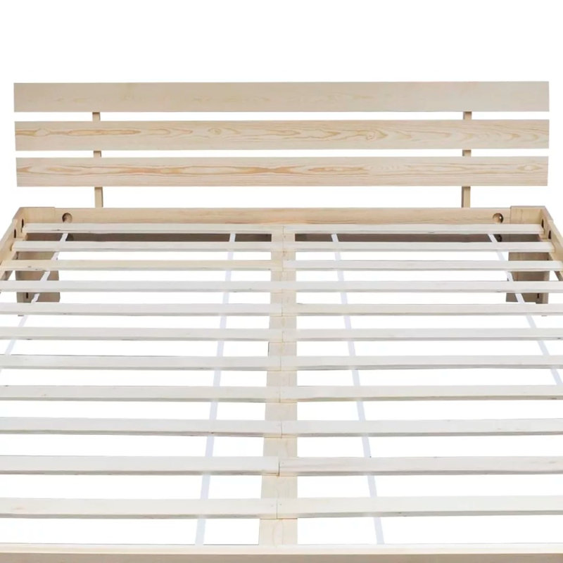 vidaXL Bed Frame Solid Pinewood, European Kingsize (160 x 200 cm), Natural