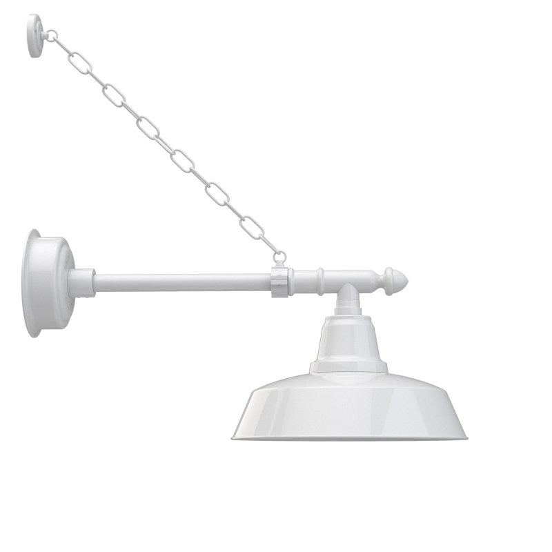 Luminaire de grange d’extérieur à del Vandervliet, H 11 po x l 14 po x p 28 po, Blanc