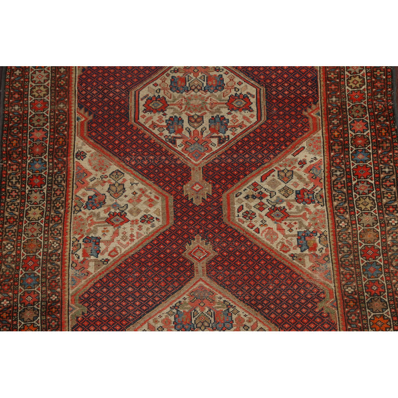 Tapis persan pré-1900 à motif de teinture végétale Nikolla noué à la main 4 x 8