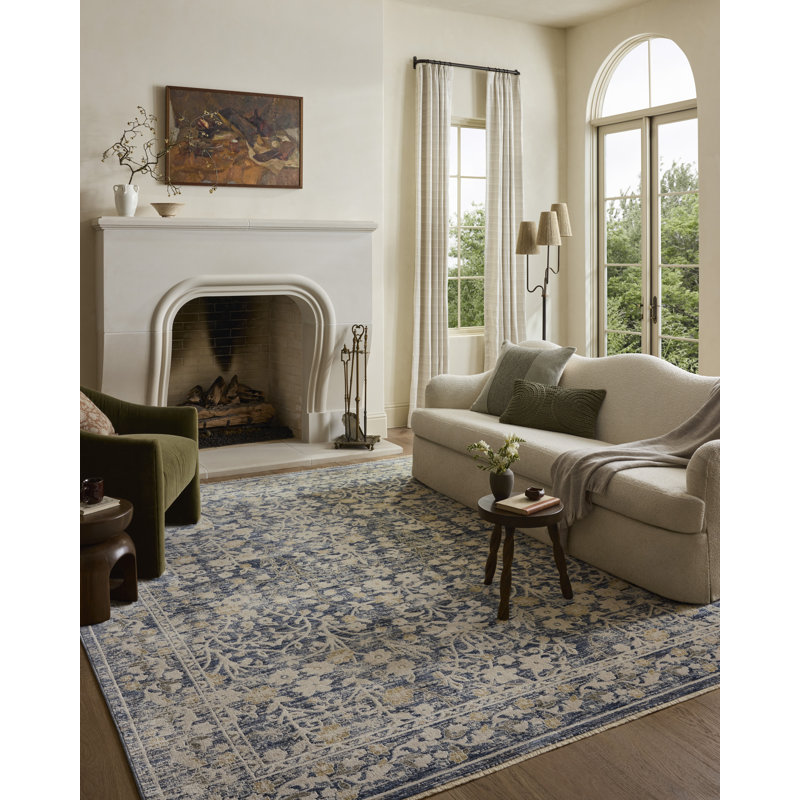 Loloi Clarisse Blue / Beige 9'-6" x 13' Area Rug, Rectangle 11'6" x 15'7"
