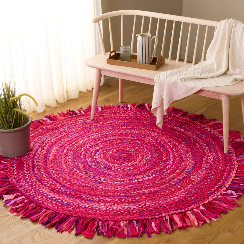 Braided Hand Woven Cotton Solid Colour Rug, Round 5'
