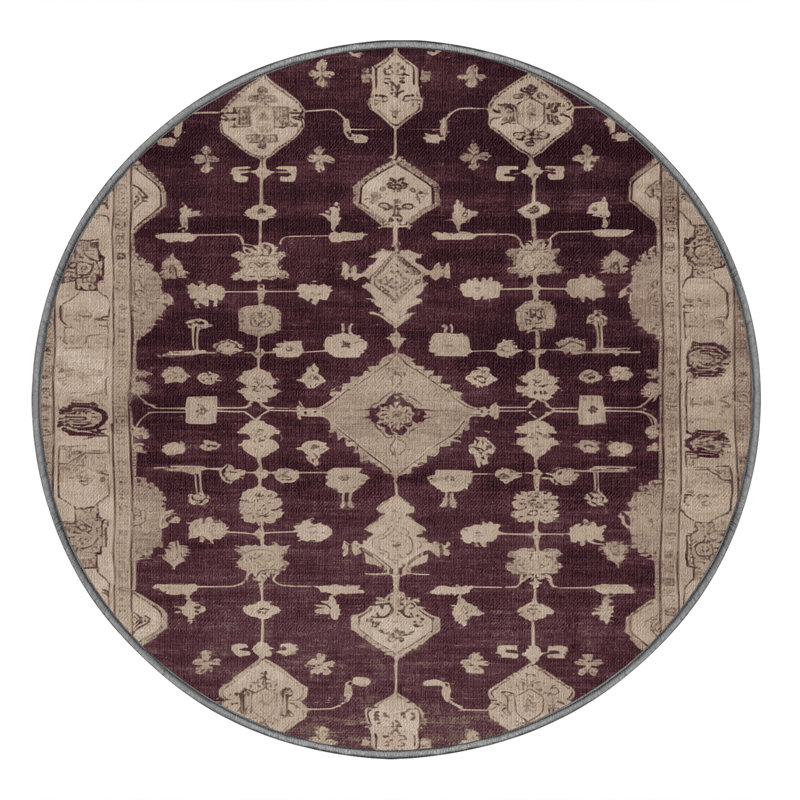 Tapis gris lavable à la machine, Rond 4 pi