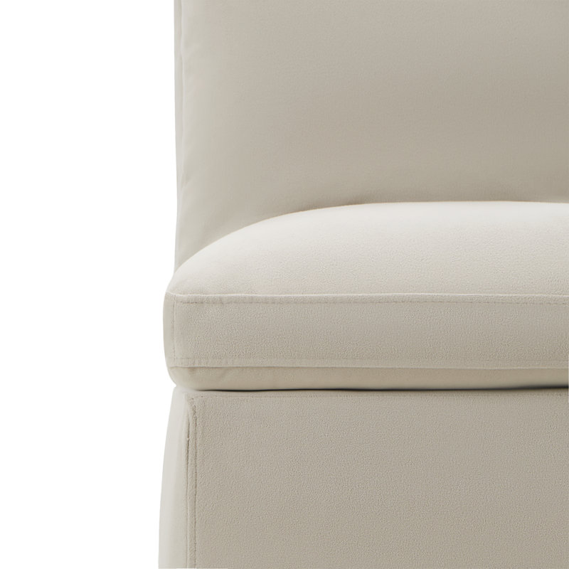 Chaise d'appoint rembourrée à roulettes Alayaa, Velours performance plage Bella