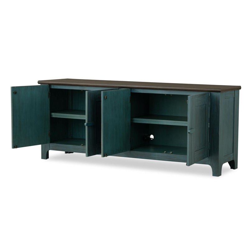 Console de porte en placage de bouleau rustique de 86 po de large Lake House, Verre de mer et tabac séché