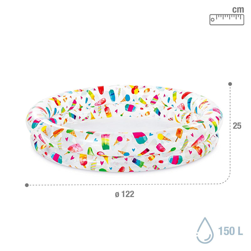 Inflatable Stars Kiddie 2 Ring Circles Swimming Pool (48" X 10") [Assorted Styles]