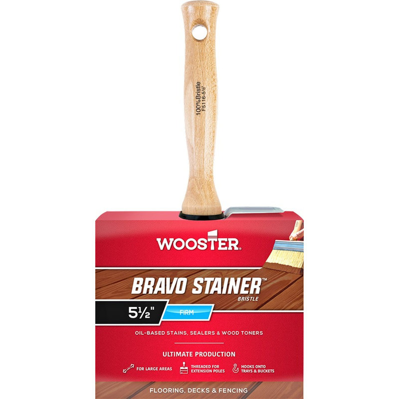 Wooster F5116 5-1/2" Bravo Stainer White China Bristle Brush-1PK