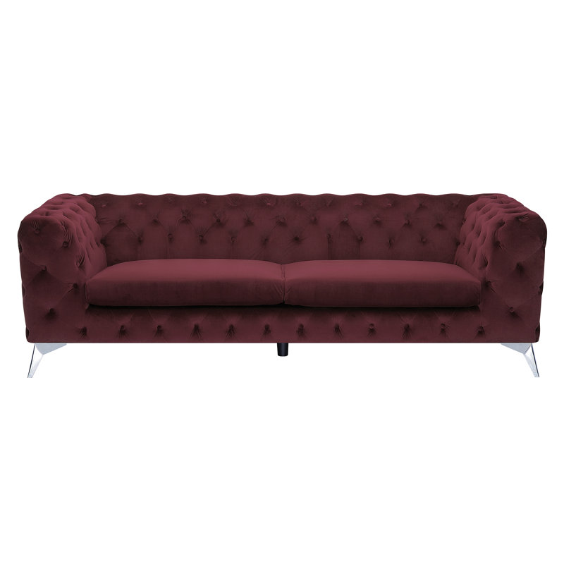 Buster Velvet Sofa, Dark Red