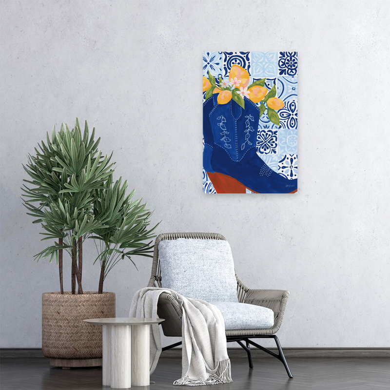 «Lemonade Cowgirl», art abstrait, art contemporain, H 24 po x l 16 po