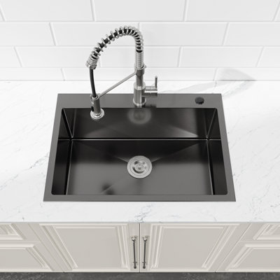 27" Single Bowl Stainless Steel Kitchen Sink Overmount Handmade Sink