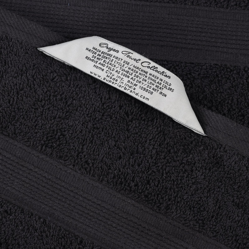 Ensemble de serviettes en coton biologique Lyndon, Noir, Ensemble 3 pièces