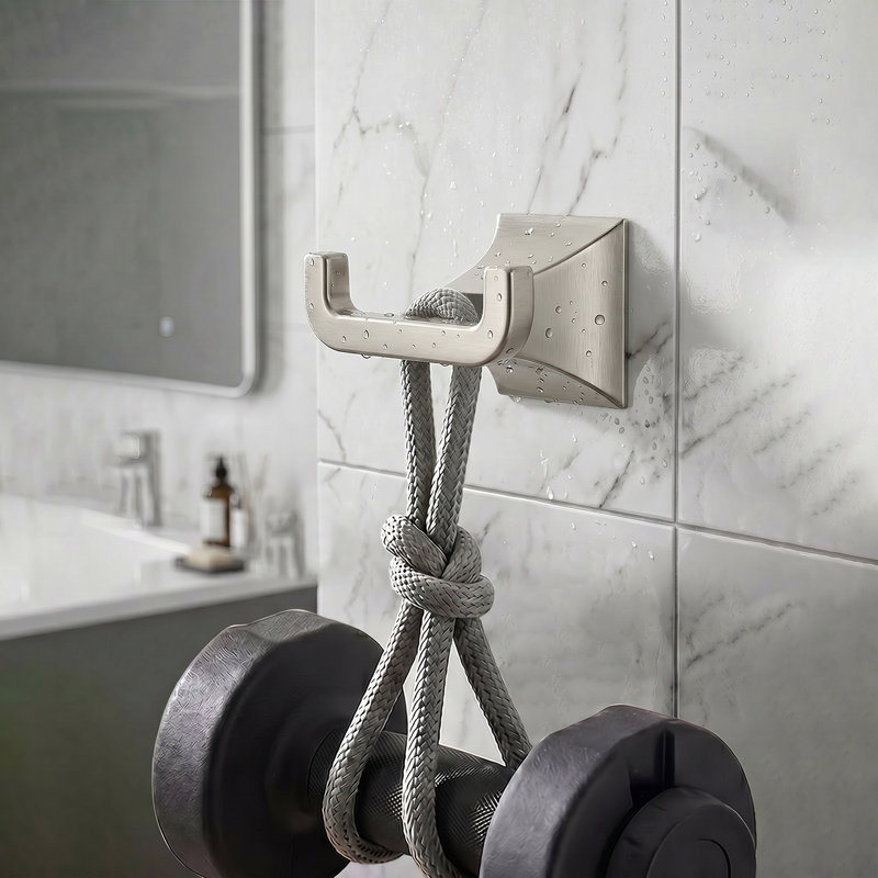 Crochet pour peignoir contemporain pour mur de salle de bain, crochet de serviette simple en nickel brossé avec quincaillerie de fixation cachée