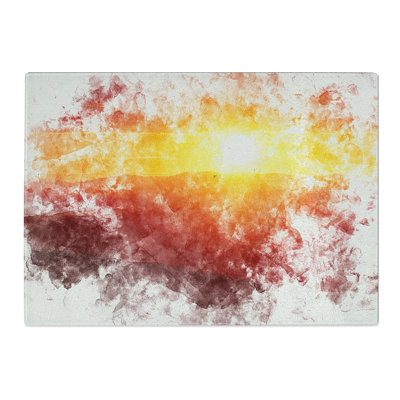 Tempered Glass Sunset over the Hills Chopping Board